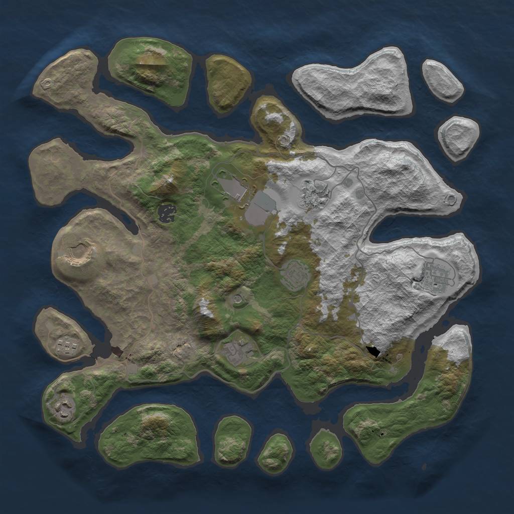 Rust Map: Barren, Size: 4000, Seed: 20210805, 12 Monuments