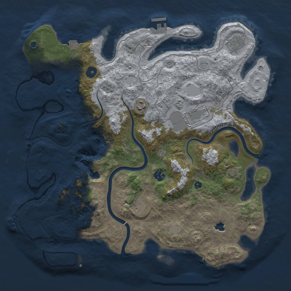 Rust Map: Procedural Map, Size: 4000, Seed: 2772, 12 Monuments