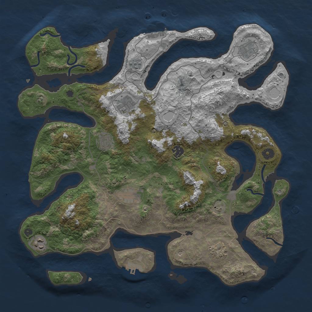 Rust Map: Procedural Map, Size: 4000, Seed: 2772, 19 Monuments