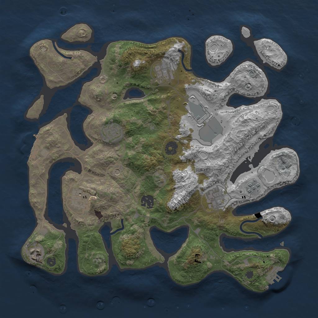 Rust Map: Procedural Map, Size: 3500, Seed: 366218, 19 Monuments