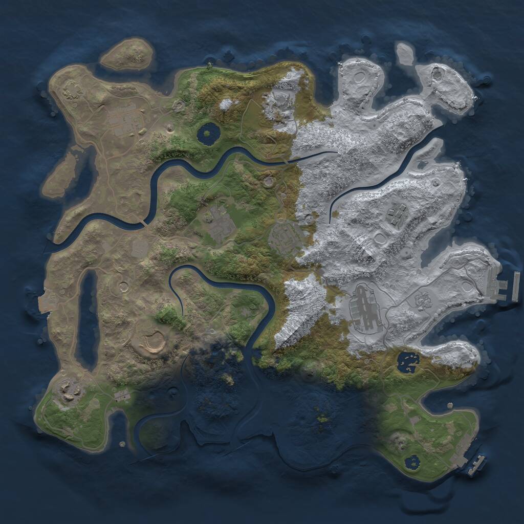 Rust Map: Procedural Map, Size: 3500, Seed: 366218, 15 Monuments