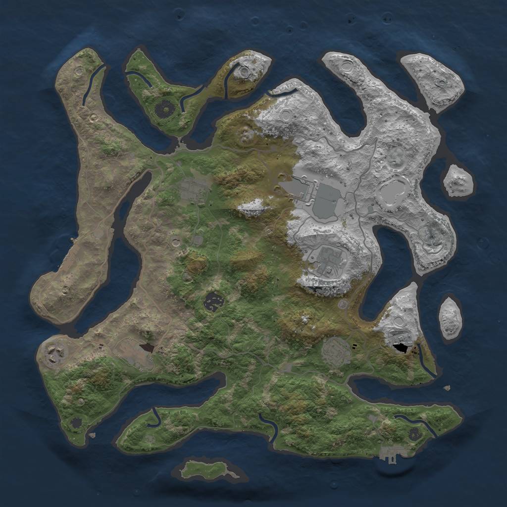 Rust Map: Procedural Map, Size: 4000, Seed: 1327336134, 19 Monuments