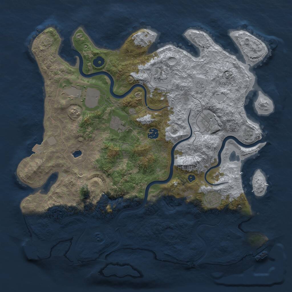 Rust Map: Procedural Map, Size: 4000, Seed: 1327336134, 12 Monuments