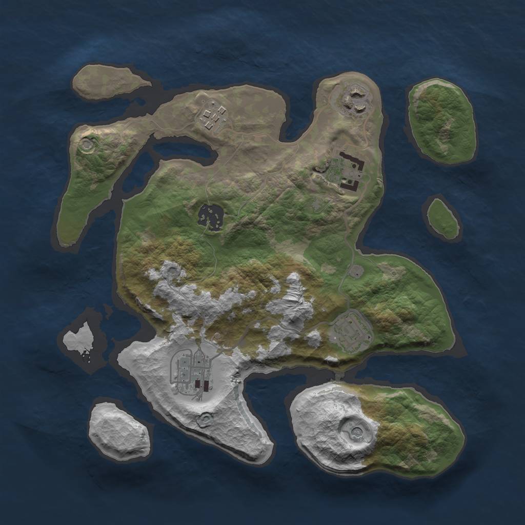 Rust Map: Barren, Size: 2900, Seed: 7216, 9 Monuments