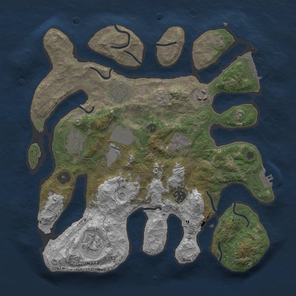 Rust Map: Procedural Map, Size: 3500, Seed: 43346302, 19 Monuments