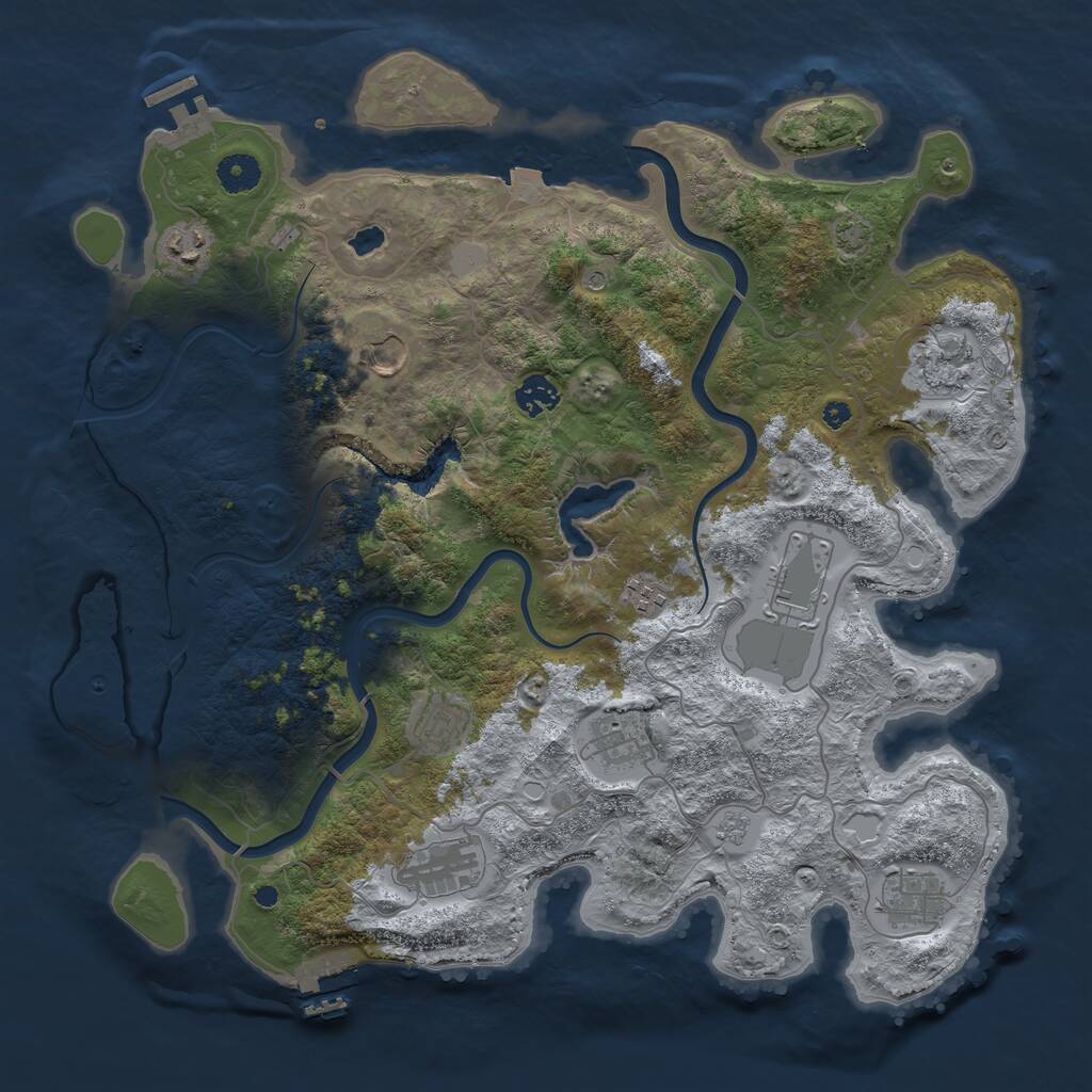Rust Map: Procedural Map, Size: 4000, Seed: 824429512, 16 Monuments
