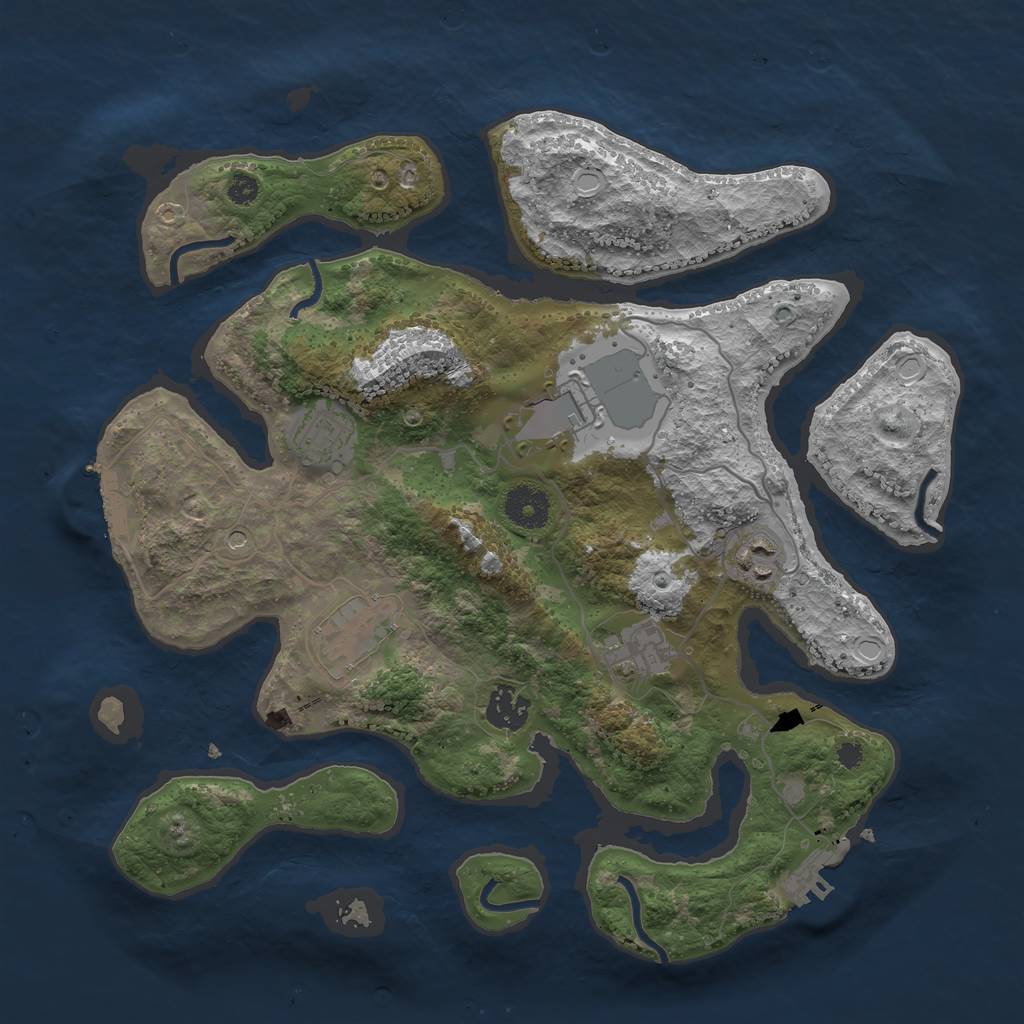Rust Map: Procedural Map, Size: 3500, Seed: 31914, 17 Monuments
