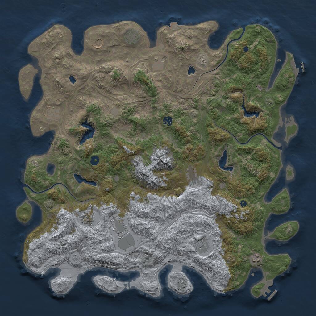 Rust Map: Procedural Map, Size: 5000, Seed: 9645, 17 Monuments
