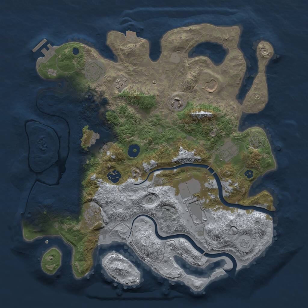 Rust Map: Procedural Map, Size: 3600, Seed: 7896, 14 Monuments