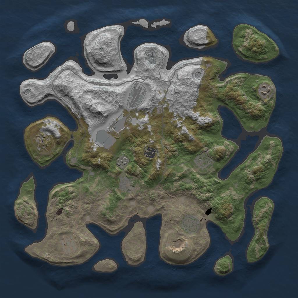 Rust Map: Barren, Size: 4000, Seed: 362806054, 14 Monuments