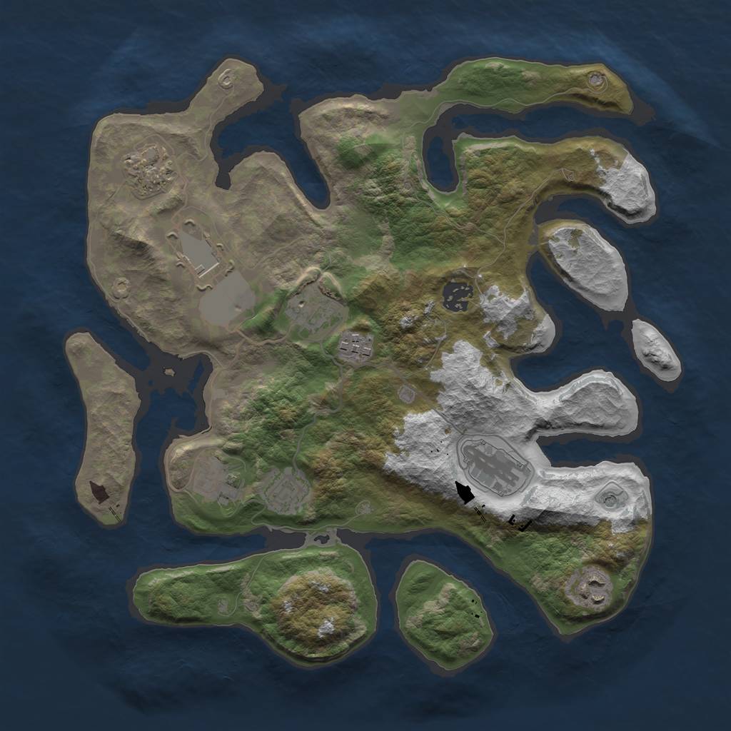 Rust Map: Barren, Size: 3500, Seed: 96066568, 12 Monuments