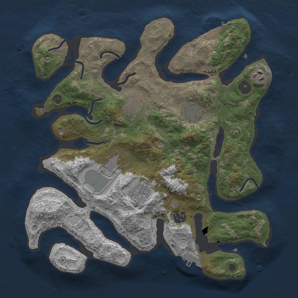 Rust Map: Procedural Map, Size: 3500, Seed: 514502299, 18 Monuments