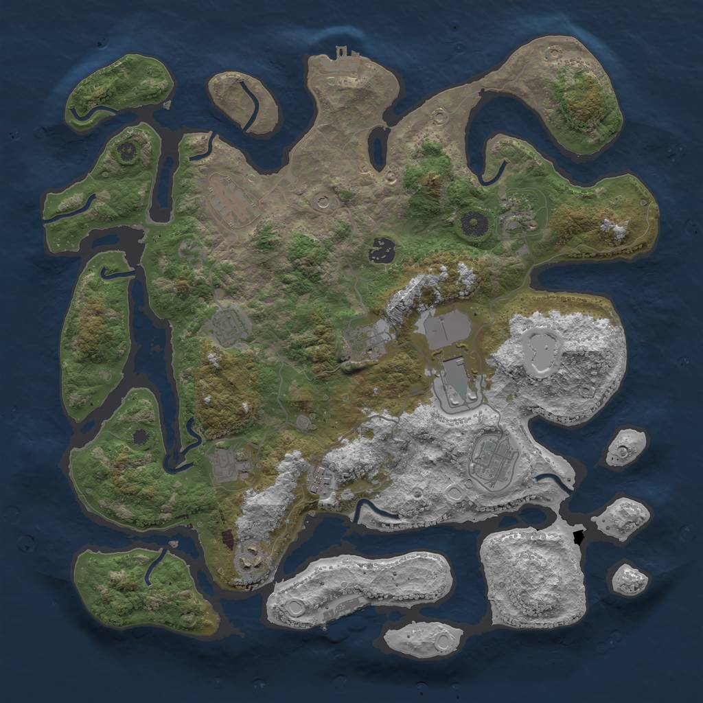 Rust Map: Procedural Map, Size: 3950, Seed: 1221158066, 21 Monuments