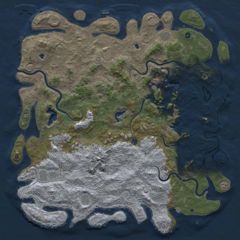 Rust Map: Procedural Map, Size: 6000, Seed: 141107075, 17 Monuments