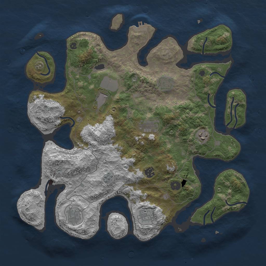 Rust Map: Procedural Map, Size: 4000, Seed: 1050, 18 Monuments