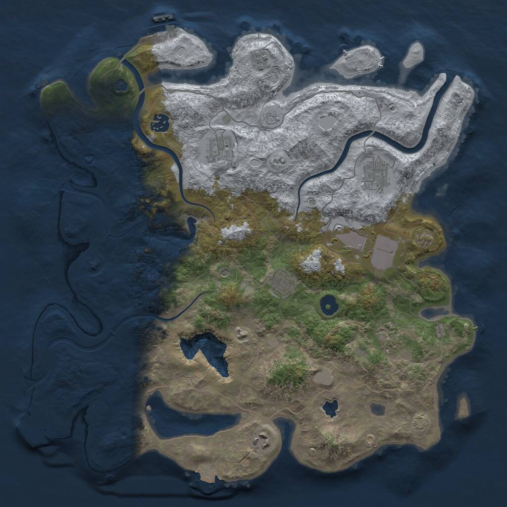 Rust Map: Procedural Map, Size: 4000, Seed: 2099644012, 14 Monuments
