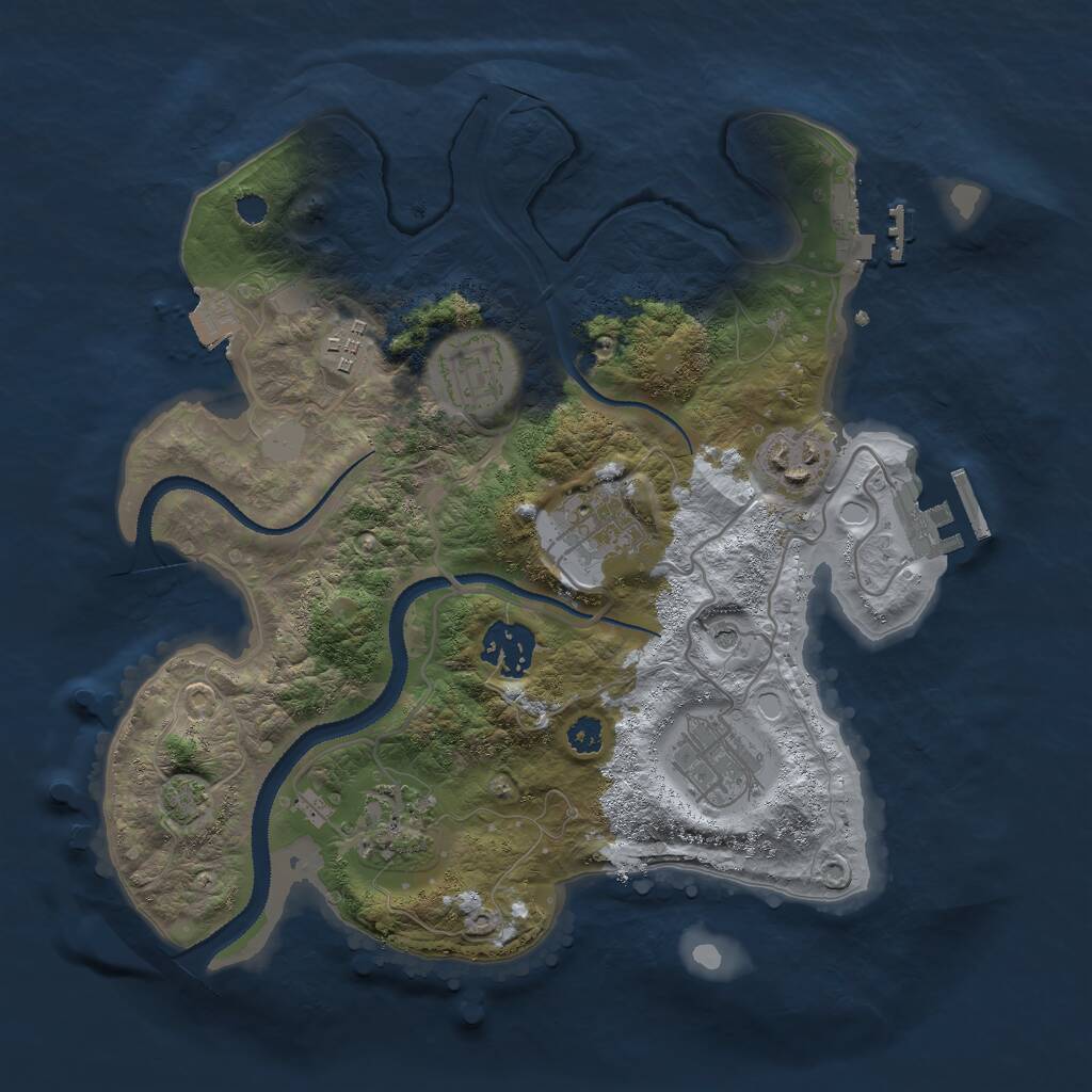 Rust Map: Procedural Map, Size: 3000, Seed: 63733, 12 Monuments
