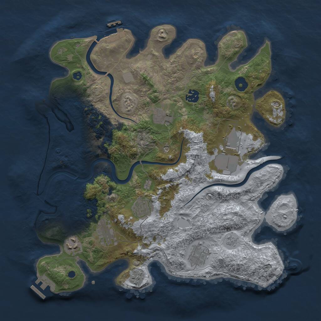 Rust Map: Procedural Map, Size: 3600, Seed: 7879964, 14 Monuments