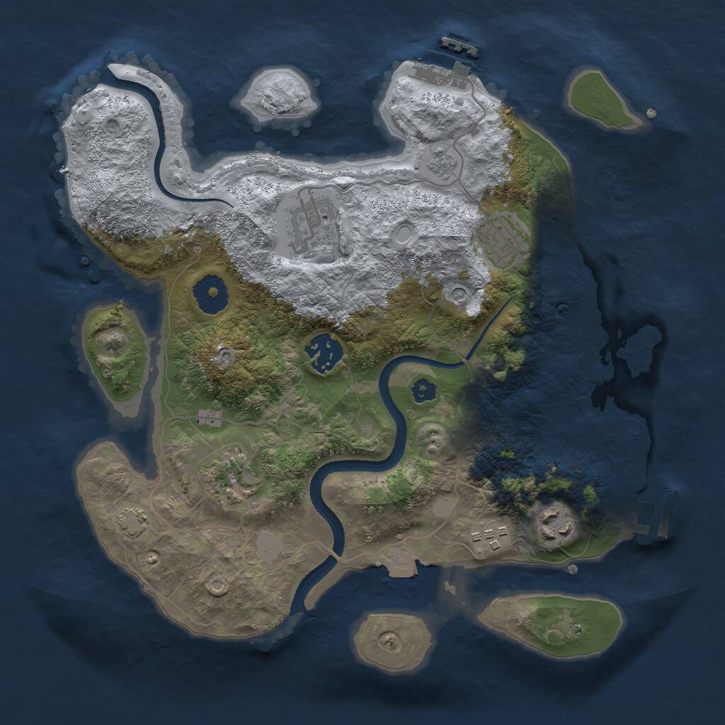 Rust Map: Procedural Map, Size: 3000, Seed: 10575, 12 Monuments