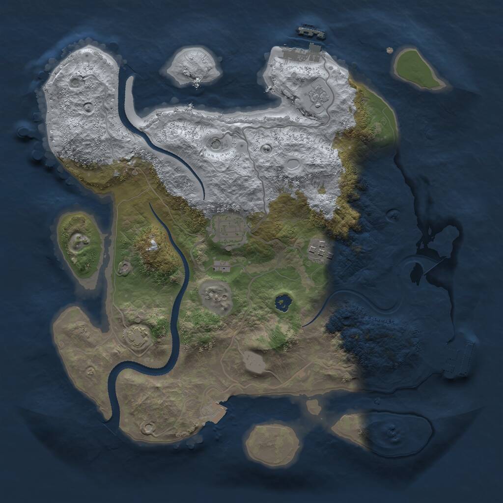 Rust Map: Procedural Map, Size: 3000, Seed: 10575, 8 Monuments