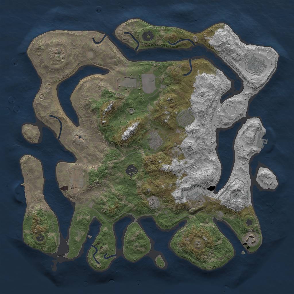 Rust Map: Procedural Map, Size: 3950, Seed: 219611640, 21 Monuments