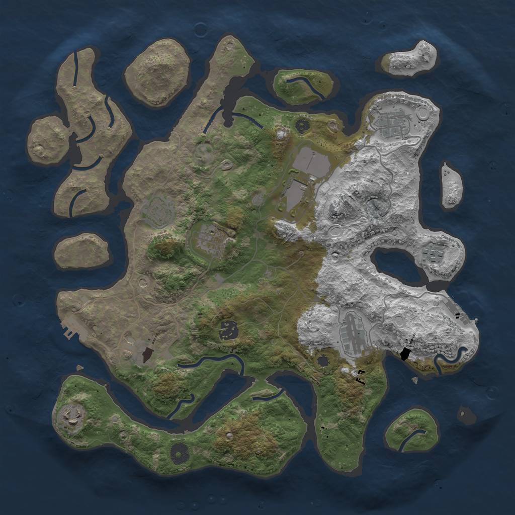 Rust Map: Procedural Map, Size: 3800, Seed: 8000, 20 Monuments