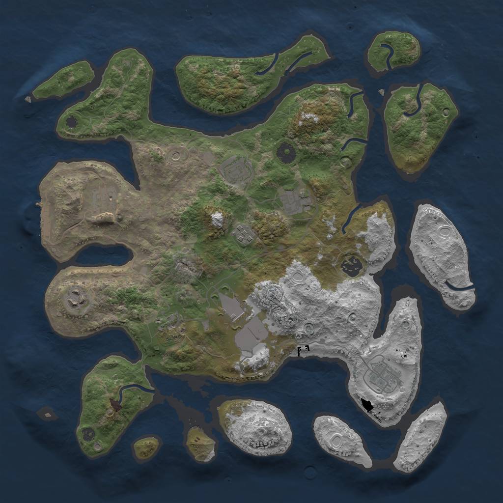 Rust Map: Procedural Map, Size: 3850, Seed: 116744853, 19 Monuments