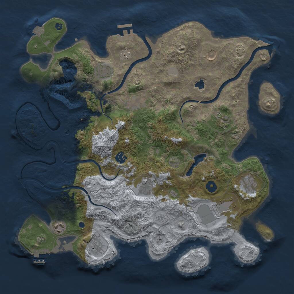 Rust Map: Procedural Map, Size: 4000, Seed: 457324, 17 Monuments