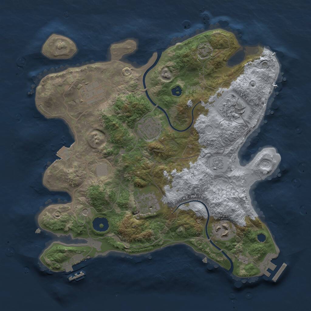Rust Map: Procedural Map, Size: 3000, Seed: 47539, 11 Monuments