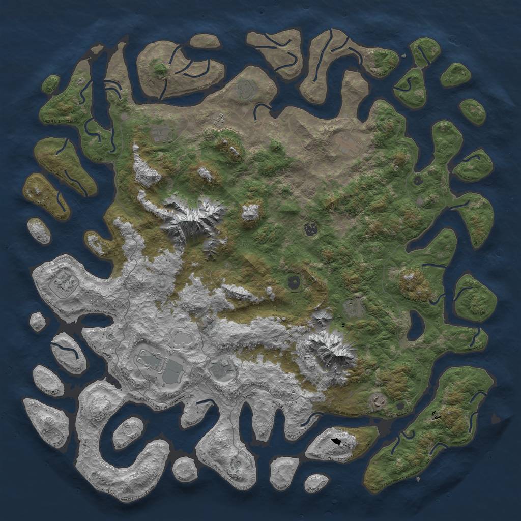 Rust Map: Procedural Map, Size: 6000, Seed: 109064666, 19 Monuments