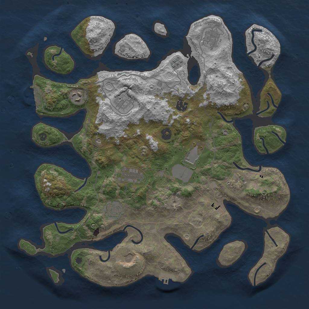 Rust Map: Procedural Map, Size: 4000, Seed: 436068461, 21 Monuments