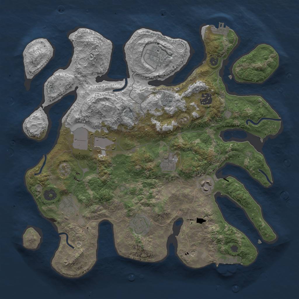 Rust Map: Procedural Map, Size: 3600, Seed: 205634, 19 Monuments