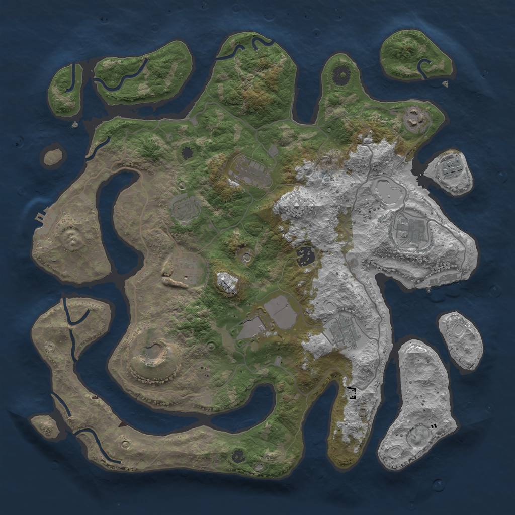 Rust Map: Procedural Map, Size: 4000, Seed: 477031, 21 Monuments