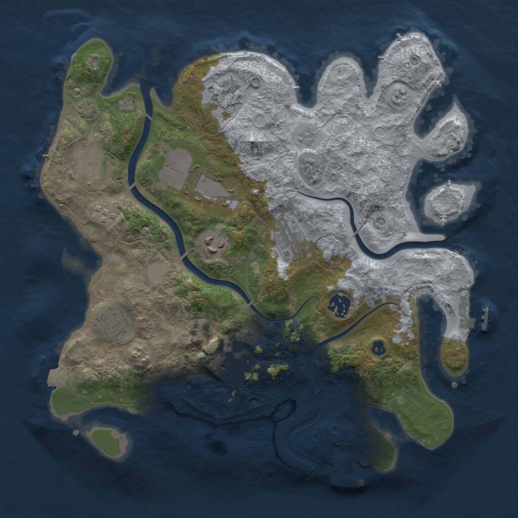 Rust Map: Procedural Map, Size: 3500, Seed: 42743, 15 Monuments