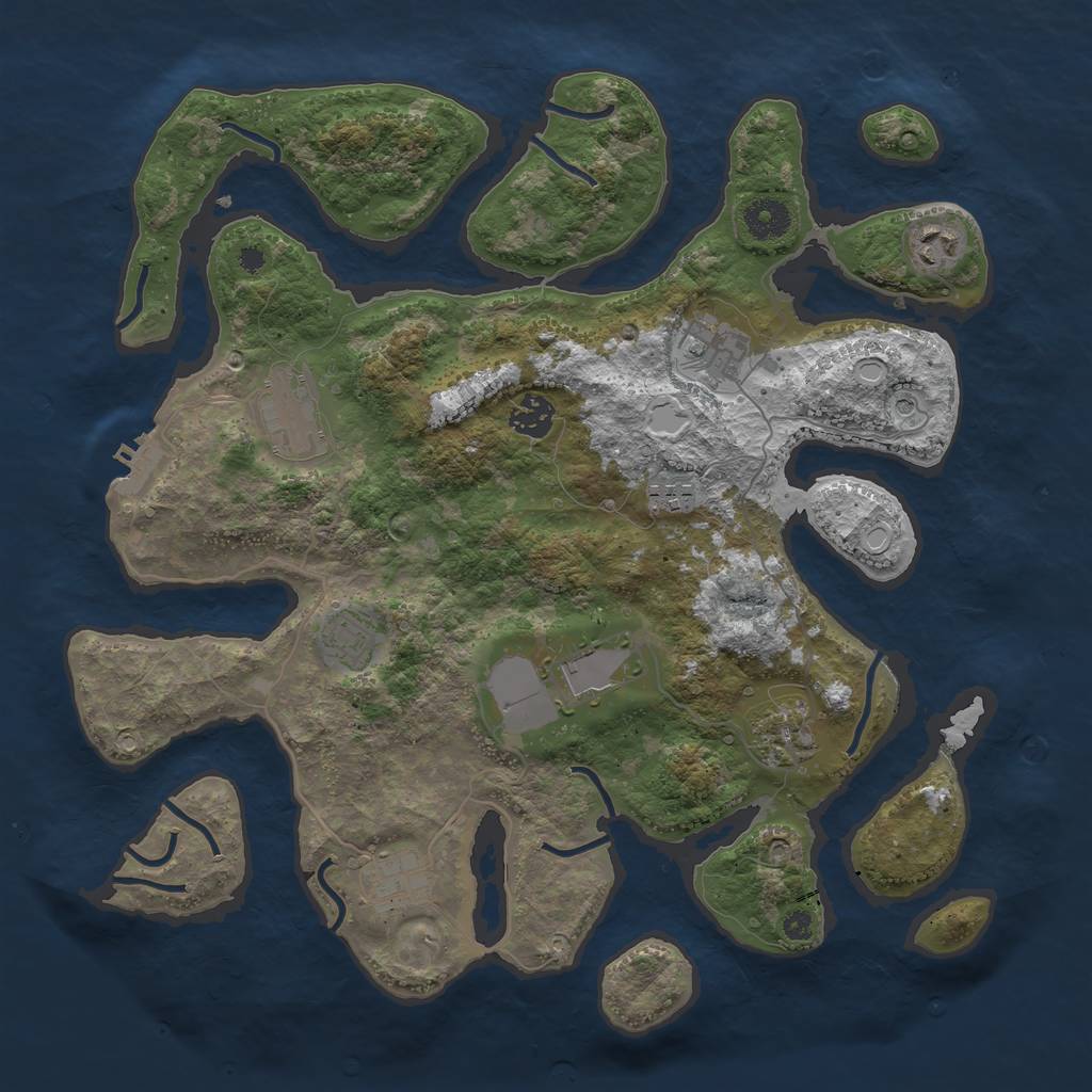 Rust Map: Procedural Map, Size: 3750, Seed: 595837217, 19 Monuments