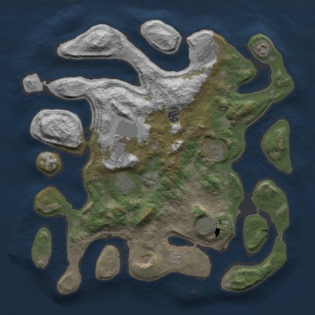Rust Map: Barren, Size: 4000, Seed: 75, 12 Monuments