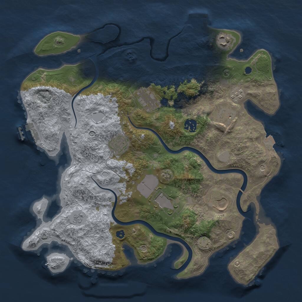 Rust Map: Procedural Map, Size: 3500, Seed: 4010184, 14 Monuments