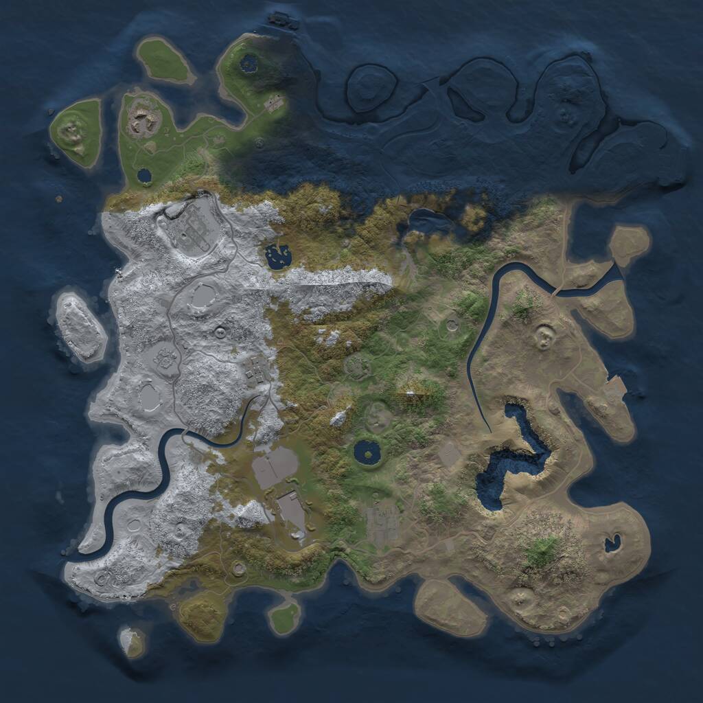 Rust Map: Procedural Map, Size: 4000, Seed: 48682351, 12 Monuments