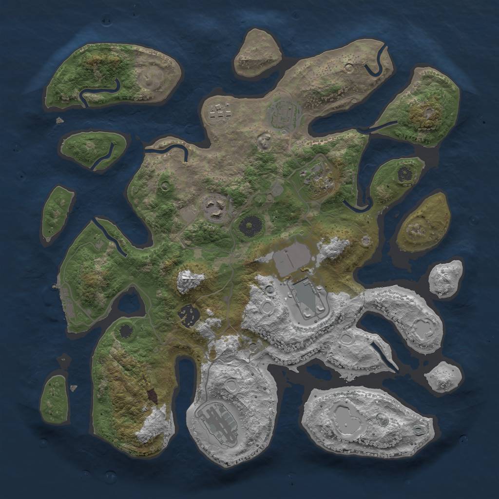 Rust Map: Procedural Map, Size: 3500, Seed: 1985220239, 17 Monuments