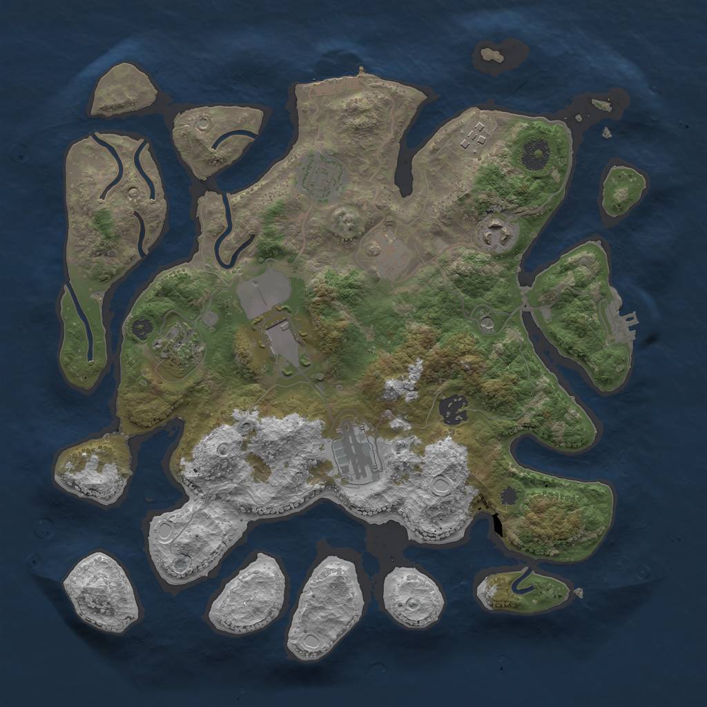Rust Map: Procedural Map, Size: 3500, Seed: 1071140626, 19 Monuments