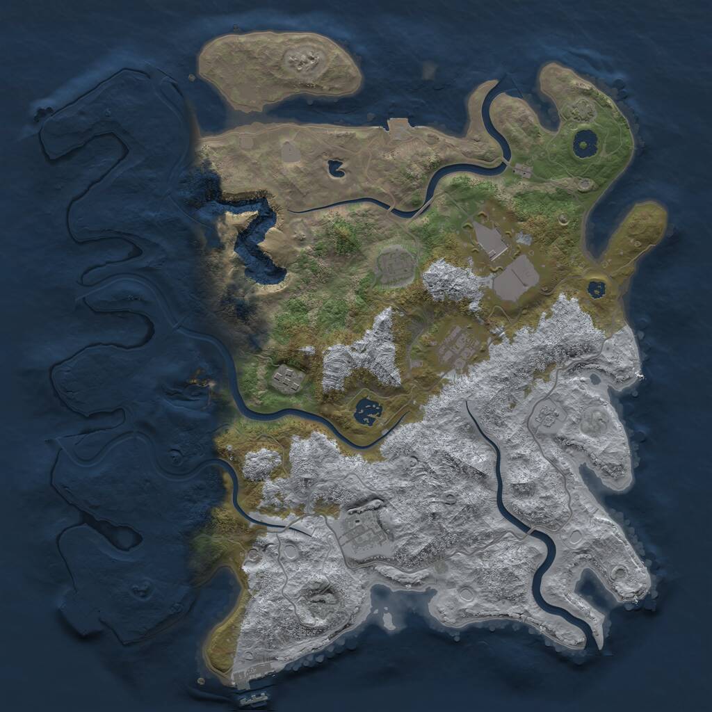 Rust Map: Procedural Map, Size: 4000, Seed: 1094126402, 12 Monuments