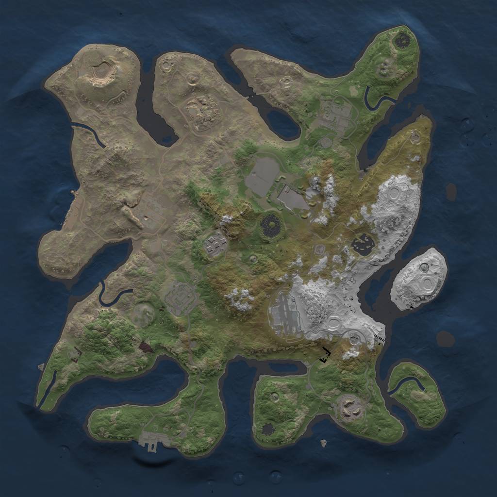 Rust Map: Procedural Map, Size: 3500, Seed: 1634268232, 21 Monuments
