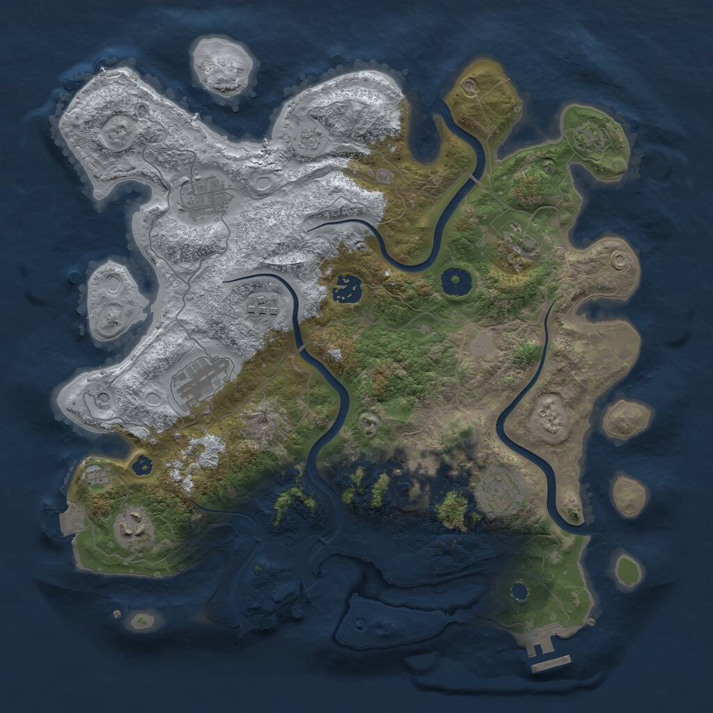 Rust Map: Procedural Map, Size: 3600, Seed: 65483324, 13 Monuments