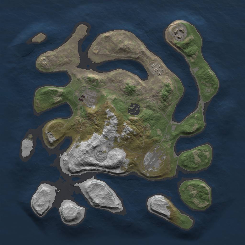 Rust Map: Barren, Size: 3000, Seed: 51561, 8 Monuments