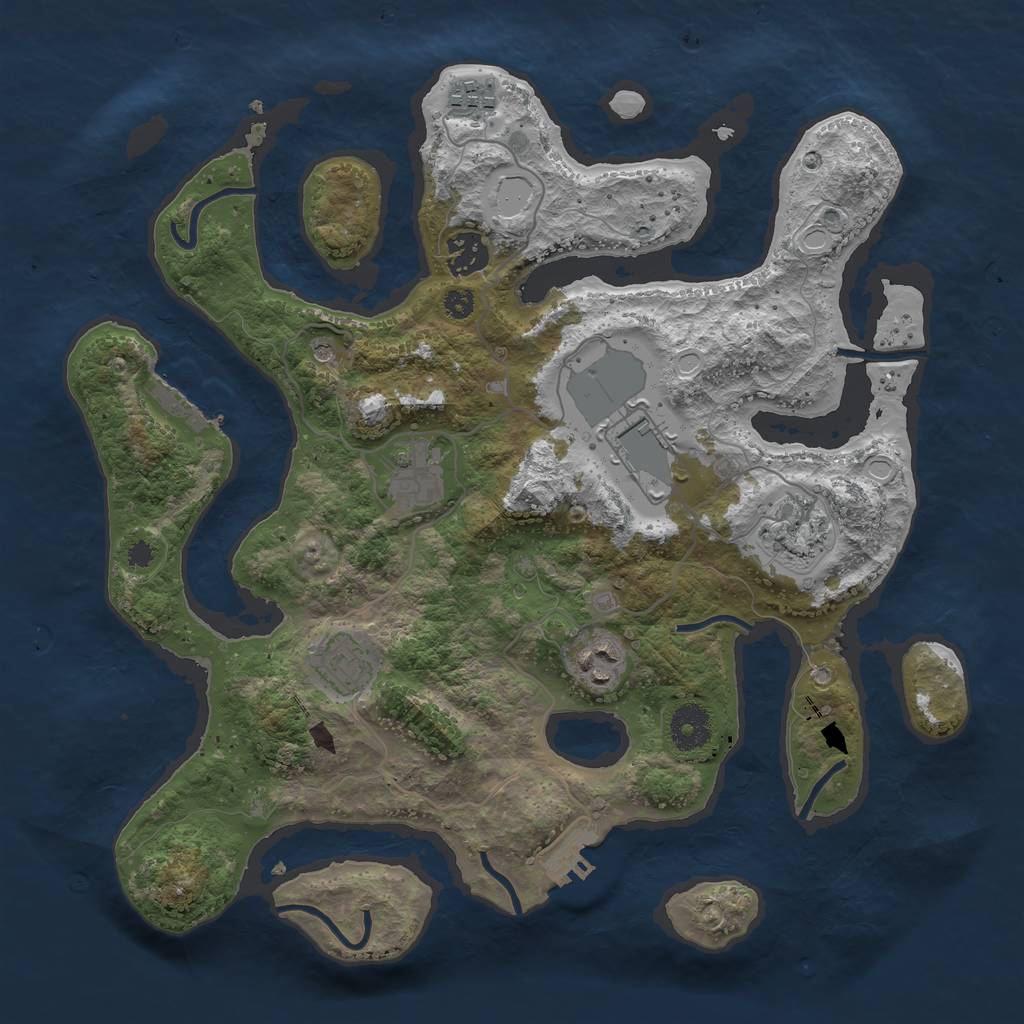 Rust Map: Procedural Map, Size: 3500, Seed: 391430610, 18 Monuments