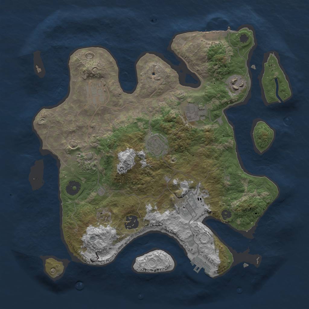 Rust Map: Procedural Map, Size: 3200, Seed: 395232029, 17 Monuments