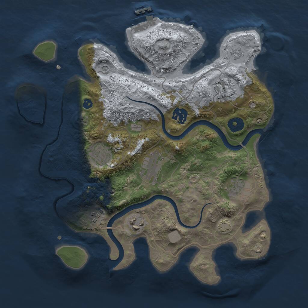 Rust Map: Procedural Map, Size: 3000, Seed: 44395557, 12 Monuments