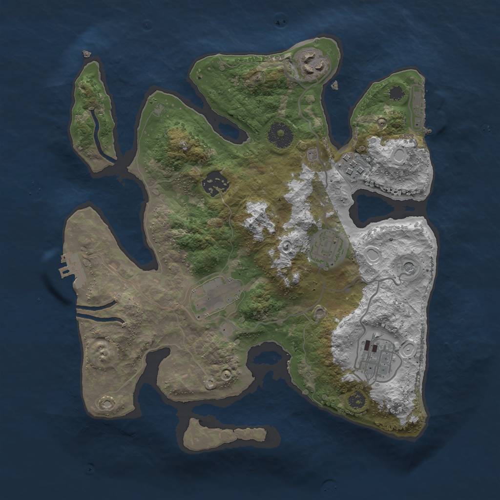 Rust Map: Procedural Map, Size: 3000, Seed: 1003134791, 17 Monuments