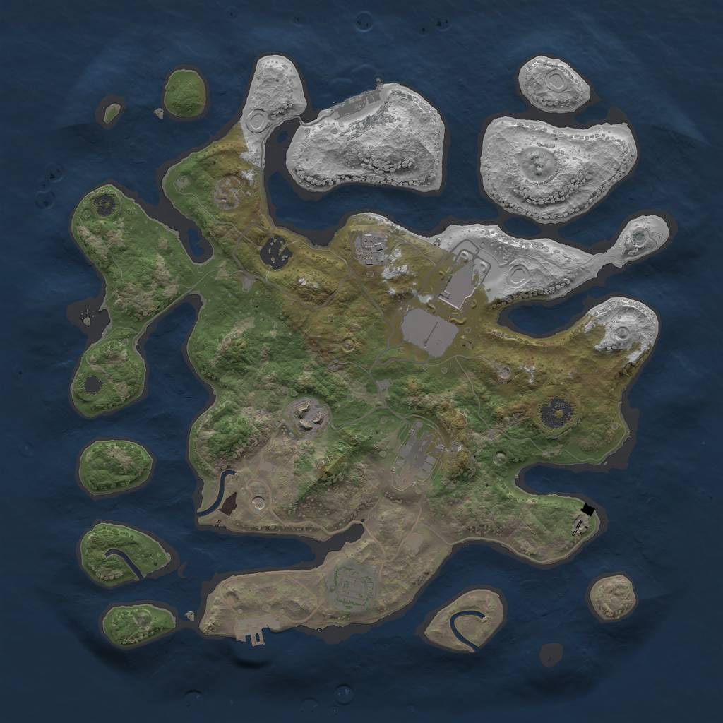 Rust Map: Procedural Map, Size: 3500, Seed: 1148435741, 17 Monuments