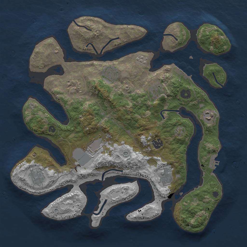 Rust Map: Procedural Map, Size: 3600, Seed: 848181730, 20 Monuments